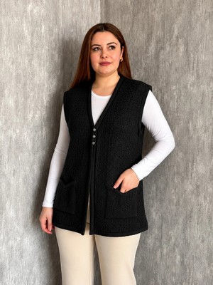 Modaplaza Kadın 3 Düğmeli Triko Anne Yelek