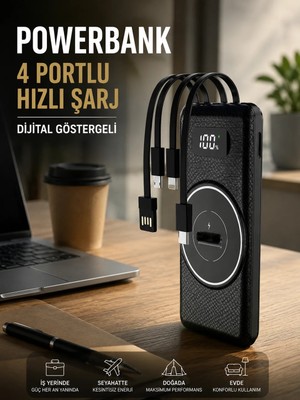 Cenk Xstore Hızlı Şarj Dijital Göstergeli Powerbankli Çoklu Şarj Özelliği
