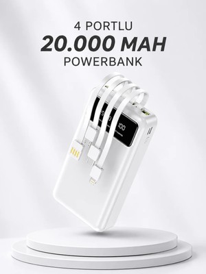 Laraheiser Powerbank Şarj Cihazı 4 Çıkışlı 20.000 Mah Powerbank Kompakt Yüksek Kapasiteli Hızlı Şarj