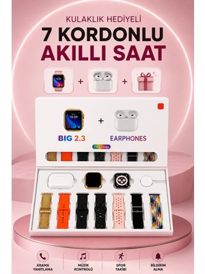 Masa Dostu Akıllı Saat Bluetooth Kulaklık Hediyeli Bildirim Görme Sesli Görüşme Çoklu Kordon Tdms-07