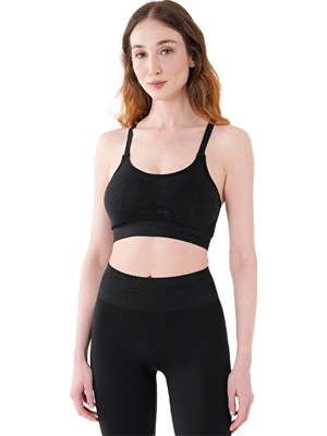 Musclecloth Nova Seamless Sırt Detaylı Bra Siyah
