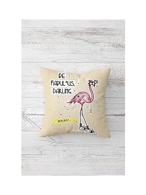Nacario Pelangi Flamingo Desenli Çift Tarafı Baskılı Gizli Fermuarlı Yastık Kılıfı Kırlent Koltuk Yastık Kı