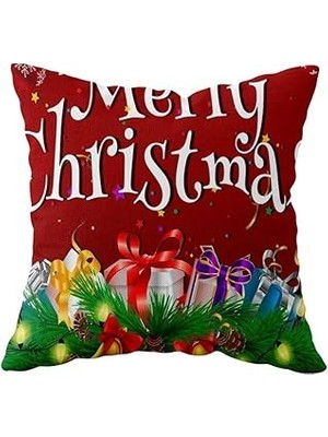 Nacario Pelangi Merry Christmas Yılbaşı Hediye Tema Çift Taraflı Gizli Fermuar Kırlent Koltuk Yastık Kılıfı