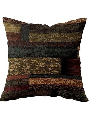 Nacario Pelangi Kilim Desenli Çift Taraflı Gizli Fermuarlı Yastık Kılıfı Kırlent Koltuk Yastık Kılıfı, Kahv