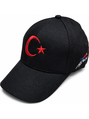 Axe Sportswear Çocuk Arkası Ayarlanabilir Cırtlı Türkiye Türk Bayrağı Ay ve Yıldızlı Nakışlı Işlemeli Beyzbol Şapka