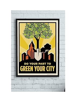 Nacario Postermanya (PSTER13975) Şehrini Yeşilleştir Bitki Çiçek Ağaç Çerçeveli Tablo (50X70CM)
