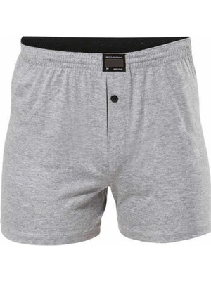 Herşey Trend Düğmeli Pamuklu Erkek Penye Boxer Büyük Beden Gri - 1278A
