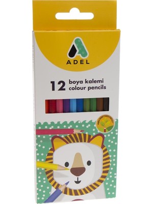 Adel 12 Renk Uzun Kuruboya Kalemi 12 Adet Çocuklar için Uygun Eğlenceli Sanat Malzemesi