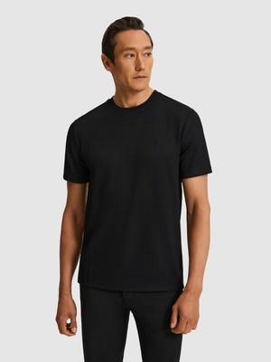 Cacharel Erkek Siyah Slim Fit Dokulu Bisiklet Yaka T-shirt 50324381-VR046