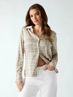 Guess Yeni Concetta Uzun Kollu Kadın Bej Gömlek W6YH23W2946-PMQ0