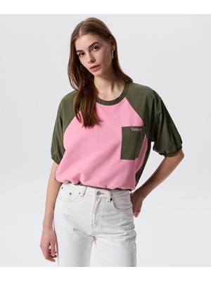 Twist SLOGANLI COLORBLOCK BLUZ TS1260006037022
