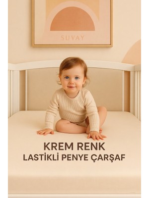 Krem Bebek Lastikli Çarşaf %100 Pamuklu Penye Park Yatak | 60X120 | 70X110 | 70X120 | 70X130 | 70X140