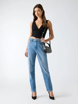 Guess Yeni Mom Kadın Mavi Jeans W6YA3JD1542-TEMD