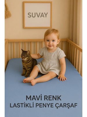 Mavi Bebek Lastikli Çarşaf %100 Pamuklu Penye Park Yatak | 60X120 | 70X110 | 70X120 | 70X130 | 70X140