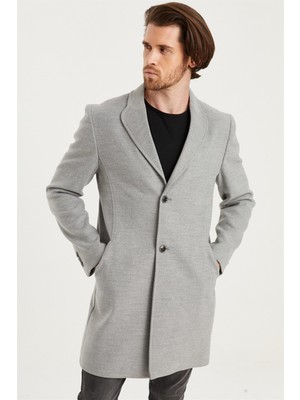 Dewberry Erkek Palto Gri Polyester Orta Kalınlık Uzun Kol XL Beden Düz Desenli  PLT8398