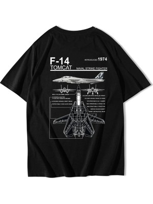 Brz Collection Unisex Oversize F14 Tomcat T-Shirt Siyah