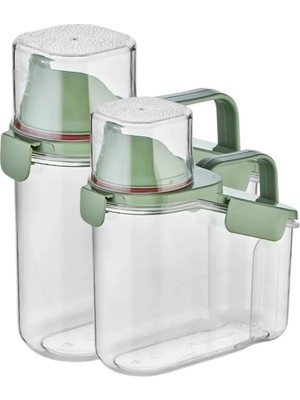 Vivart Bakliyat ve Deterjan 2'li Set Saklama Kabı - 1100 ml ve 1800 ml - Yeşil