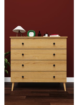 Asra Trend Lüks 4 Çekmeceli Şifonyer Komodin %100 Mdf Çok Amaçlı Düzenleyici ŞF02