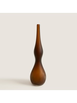 Chakra Yoko Kıvrımlı Cam Vazo Kahverengi̇ 39 cm Natural