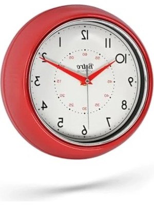 Aesco Retro Tasarım Metal Kadranlı Ev ve Ofis Saati, Bombeli Cam, 25 cm