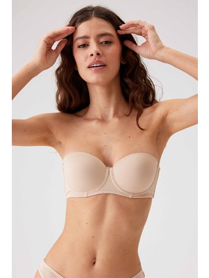Pierre Cardin 6025 Carine Straplez Push-Up Sütyen Ten Renk Balenli Destekli Konforlu Tasarım