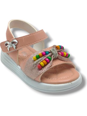 Butiqe 1810-26 Simli Renkli Boncuk Taşli Anatomik Kız Çocuk Sandalet 26-30