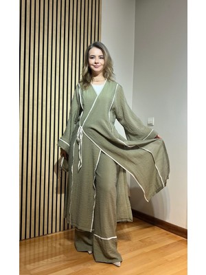 Cardella Arya Biyeli Kimono Pantolon Takım - Tesettür Uyumlu