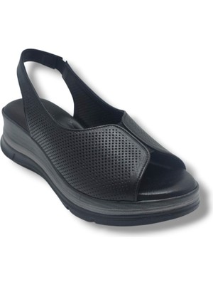 Ellanor S-564-26 Hakiki Deri Anatomik Dolgu Taban Kadın Sandalet