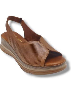 Ellanor S-564-26 Hakiki Deri Anatomik Dolgu Taban Kadın Sandalet