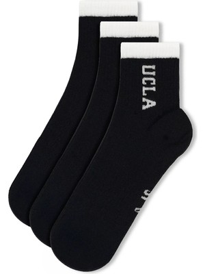 Ucla Julıo 3'Lü Siyah Uzun Jakarlı Pamuk Standard Fit Unisex Çorap