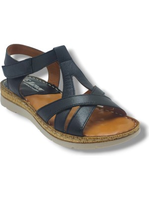 Ellanor S-553-26 Hakiki Deri Cırtlı Anatomik Taban Kadın Sandalet