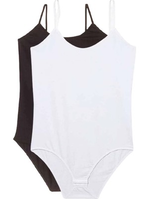 Herşey Trend 2 Adet Ip Askılı Kadın Çıtçıtlı Body Siyah ve Beyaz