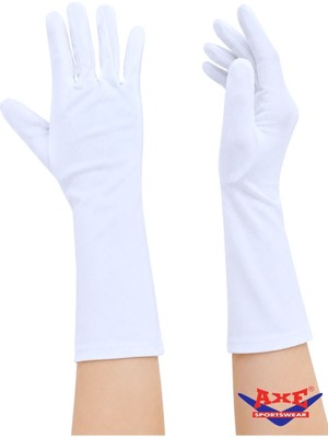 Axe Sportswear Beyaz Uzun Çarşaf Tesettür Gösteri Merasim Tören Eldiveni Gloves