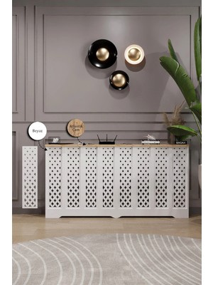 Bagax Petek Kaplama Modern Radyatör Kapatma Ünitesi Ön Panel Mdf Tasarım Iç Ölçü 156 cm Dış Ölçü 160 cm