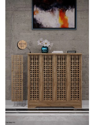 Bagax Dekoratif Petek Dolabı Kalorifer Peteği Kapatma Ünitesi Modern Tasarım Iç Ölçü 76 cm Dış Ölçü 80 cm