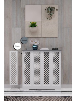 Bagax Dekoratif Petek Dolabı Kalorifer Peteği Kapatma Ünitesi Modern Tasarım Iç Ölçü 76 cm Dış Ölçü 80 cm