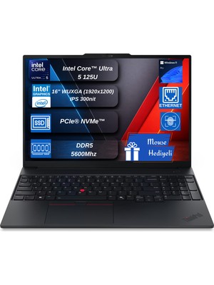 Lenovo Thinkpad E16 Gen2 Intel Core Ultra 5 125U Ddr5 48GB 1tb SSD Intel® Aı Boost 16" Wuxga IPS Windows 11 Pro Taşınabilir Bilgisayar W21MA008YTXPCB07