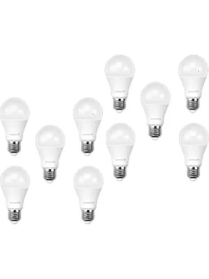 Aesco E27 Duy LED Ampul - 8.5W, 6500K, 10'lu Paket