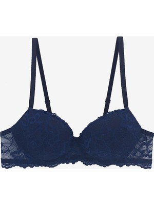 Pierre Cardin 6200 Madrıd Dantelli Boş Kap Regular Sütyen 80B Lacivert %88 Polyemide