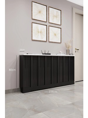 Bagax Modern Ahşap Şık Mdf Tasarım Radyatör Kapatma Panel Dresuar Iç Ölçü 156 cm Dış Ölçü 160 cm