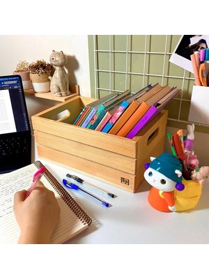 Limon Dekor Çok Amaçlı Ahşap Düzenleyici Kasa - Çok Amaçlı Ev, Mutfak, Banyo Organizer Sandık (7" Plak Uyumlu)