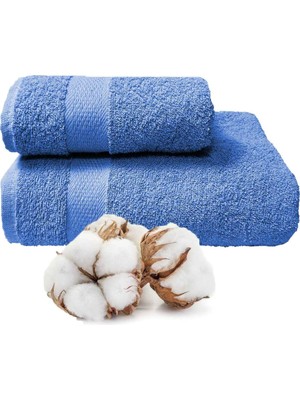 Gees Global 2 Li Banyo Havlu Takımı %100 Pamuklu Dry Mavi
