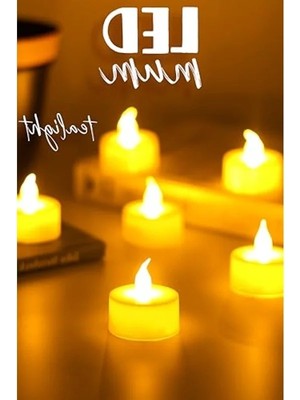Aesco Mini Dumansız Pilli Yapay Mum Seti, 6 Adet, Dekoratif Kullanım Için