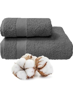 Gees Global 2 Li Banyo Havlu Takımı %100 Pamuklu Dry Antrasit