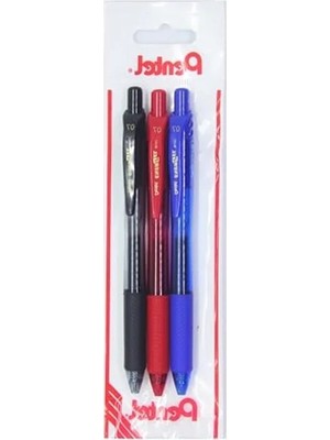 Aesco 0.7 mm Likit Roller Kalem Seti, Siyah/mavi/kırmızı 3 Adet