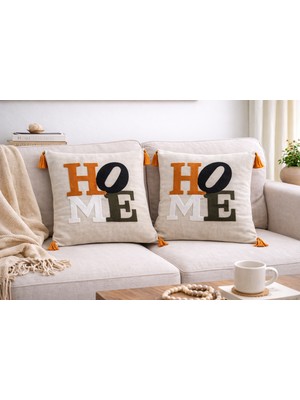 Livera Home Modern Punch Işlemeli 2'li Kırlent Kılıfı Dekoratif (43X43CM)