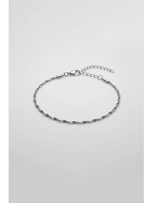 Abluka Online Unisex Ince Burgu Çelik Zincir Bileklik Gümüş