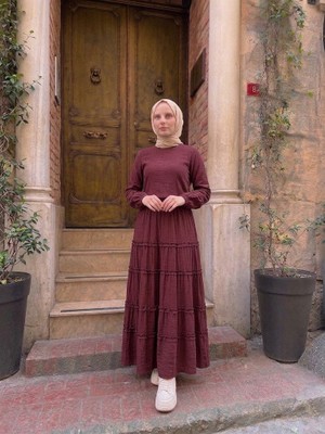 Trendparis Kadın Fırfır Detaylı Etekli Alt-Üst Takım Bordo