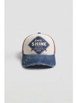 Abluka Online Unisex Eskitme Yıkamalı Shine Retro Baskılı Şapka Bordo