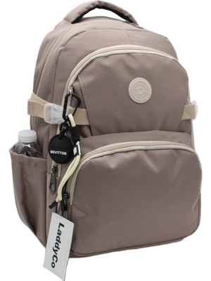 LaddyCo Modern Günlük Okul Sırt Çantası Suya Dayanıklı Unisex Okul Çantası 34500 Vizon